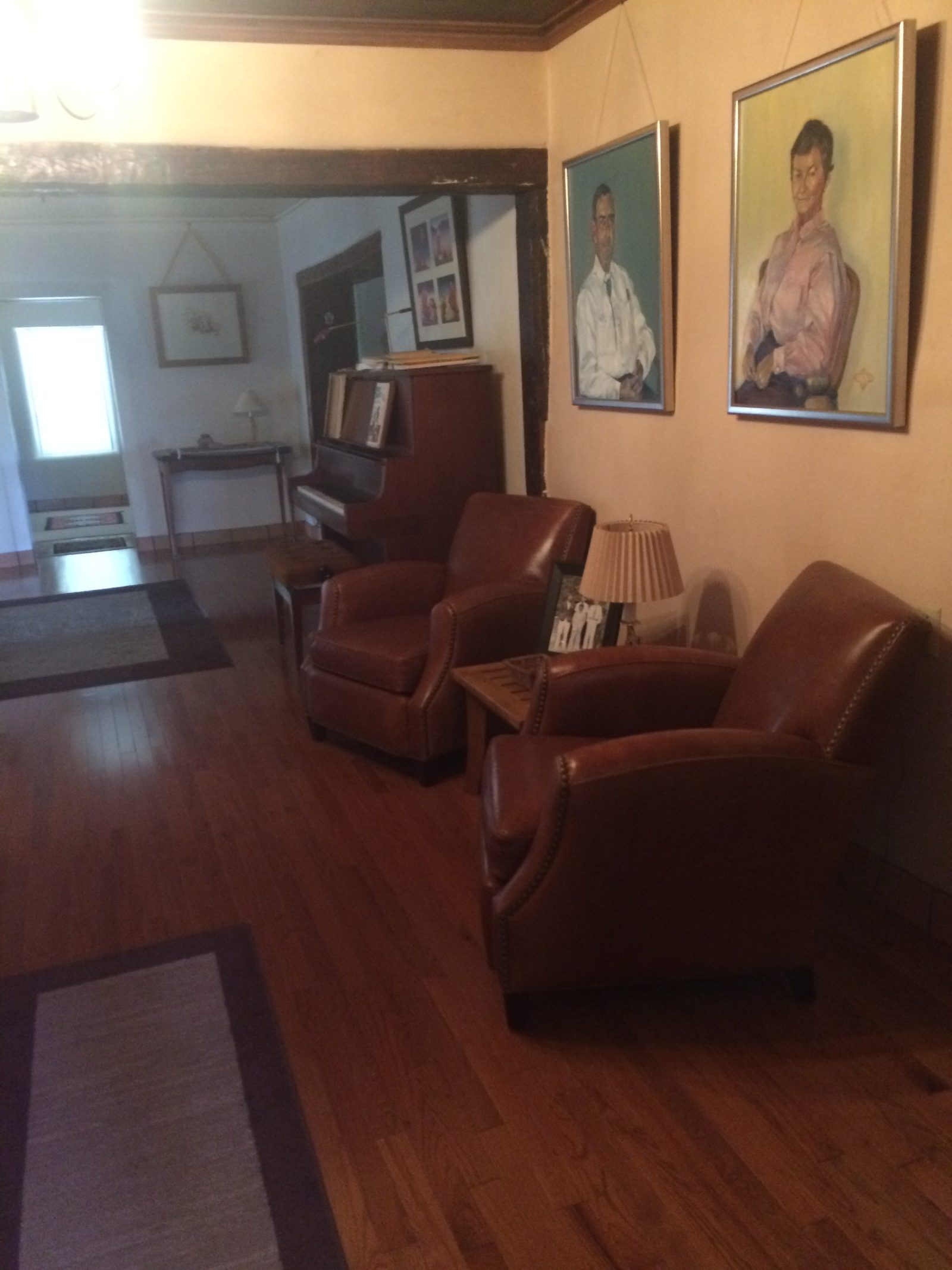 Leather armchairs in the reading room